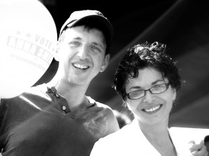 Local President Brian Dunsmore standing with newly elected national officer Anna Smith